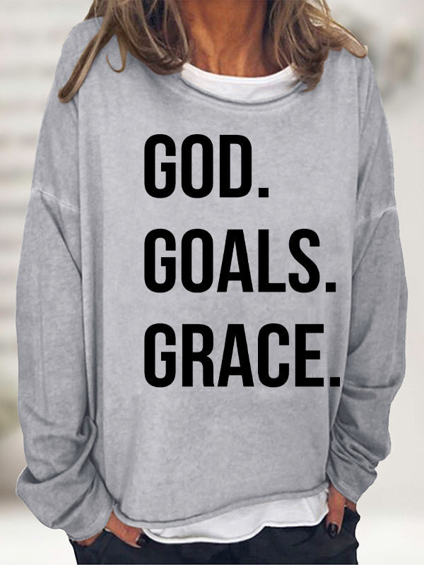 God. Goals. Grace. Print Long Sleeve T-Shirt