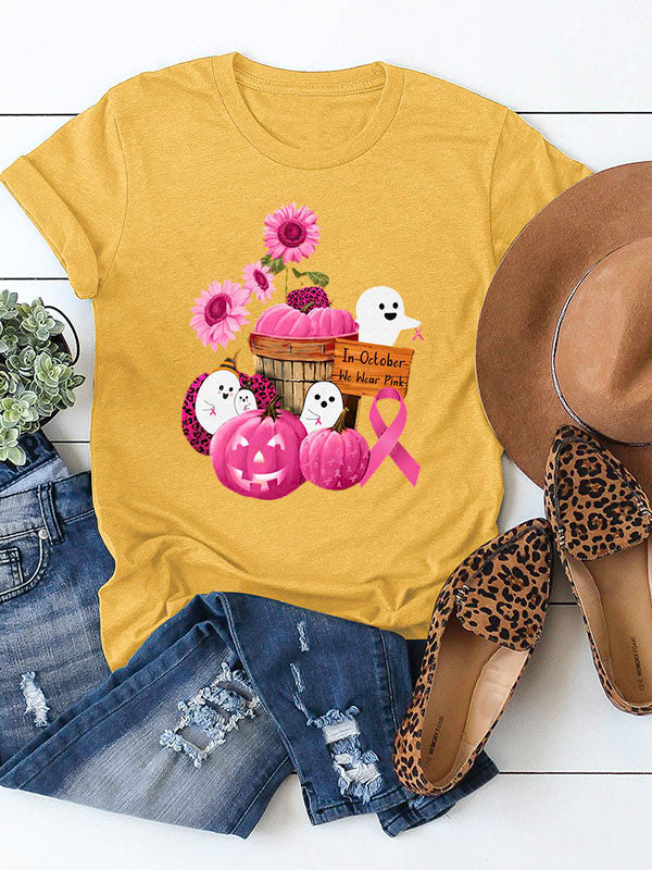 In October We Wear Pink Womens Crew Neck T-shirt