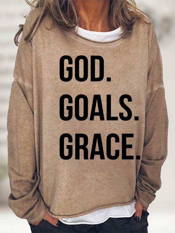 God. Goals. Grace. Print Long Sleeve T-Shirt