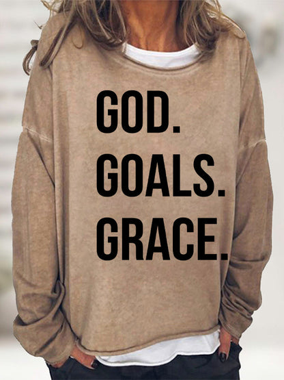 God. Goals. Grace. Print Long Sleeve T-Shirt