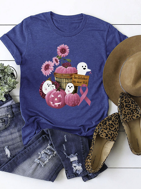 In October We Wear Pink Womens Crew Neck T-shirt