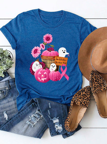 In October We Wear Pink Womens Crew Neck T-shirt