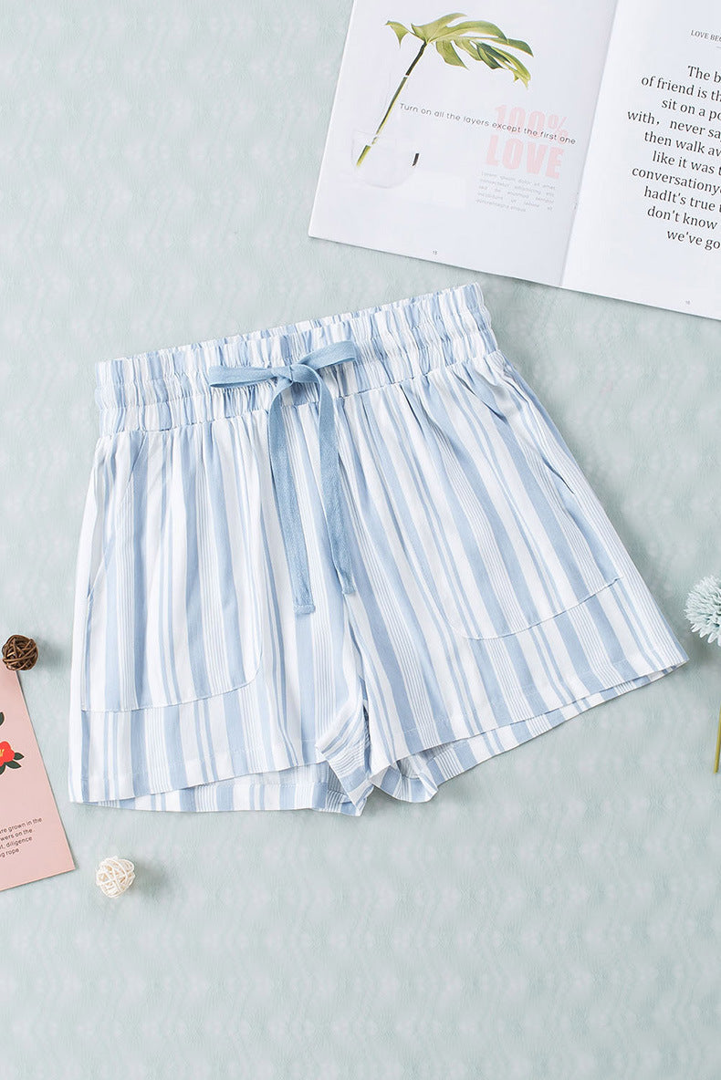 Women's Drawstring Striped Casual Shorts