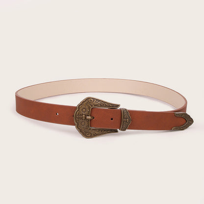 Vintage Engraved Double Loops Western Belt