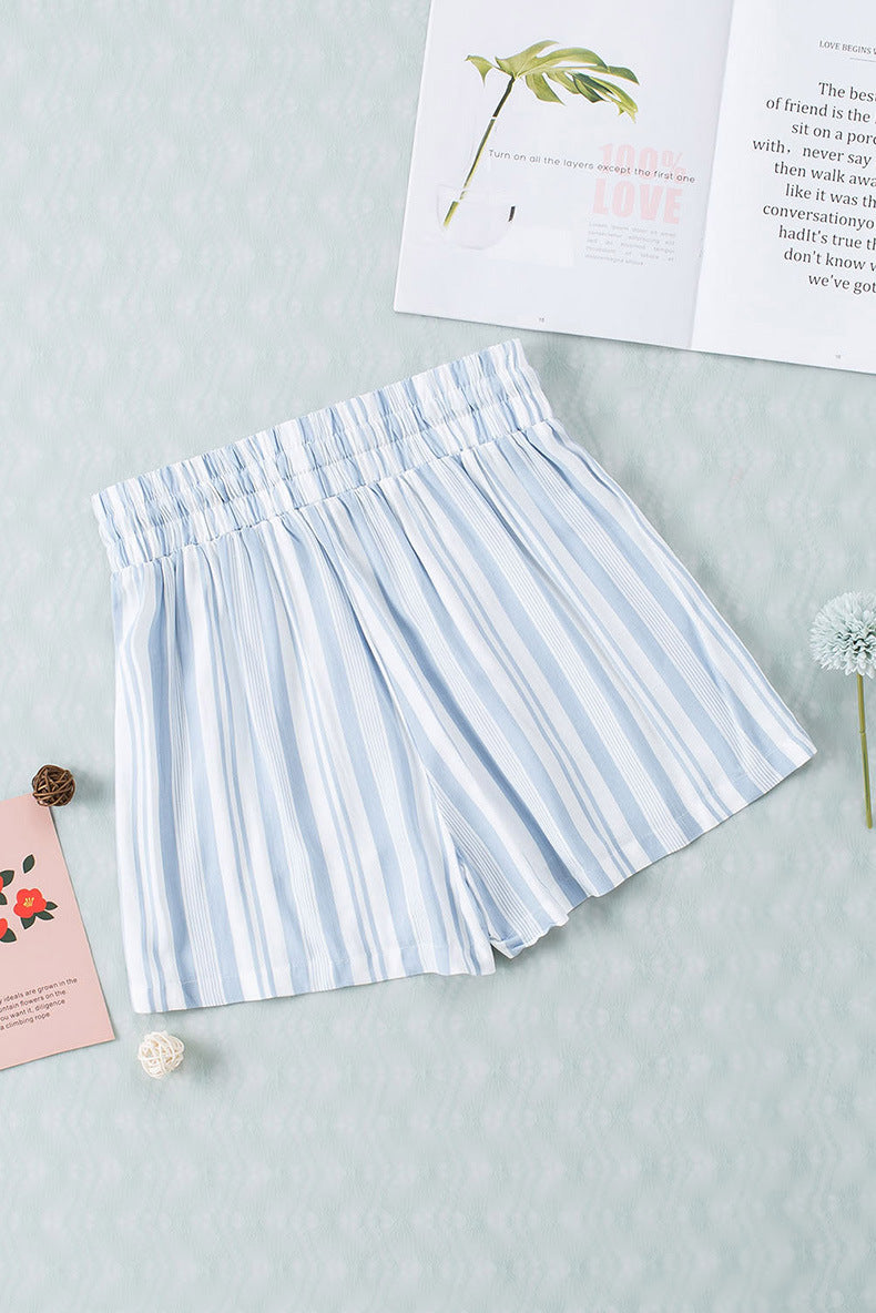 Women's Drawstring Striped Casual Shorts