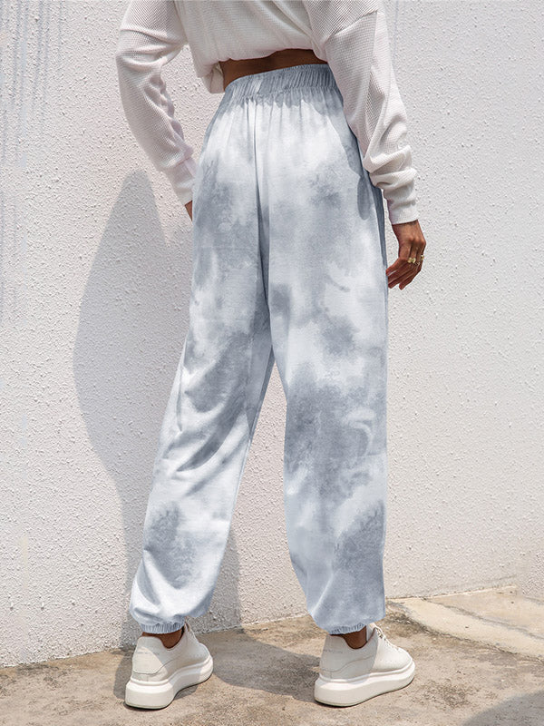 Tie Dye High Rise Cotton Sweatpants