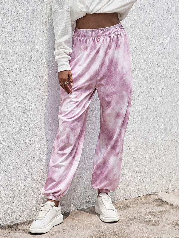 Tie Dye High Rise Cotton Sweatpants