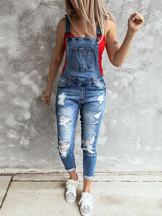 Vintage Distressed Denim Jumpsuit