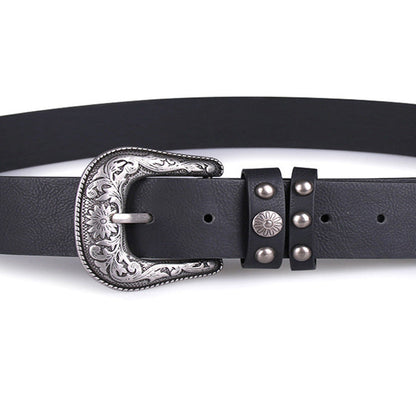Vintage Engraved Double Loops Western Belt