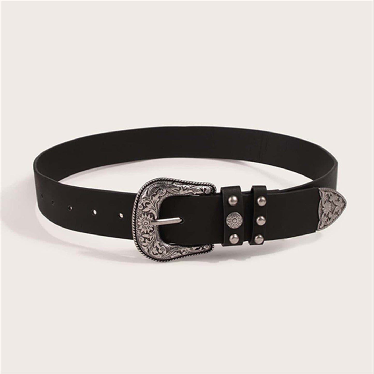 Vintage Engraved Double Loops Western Belt